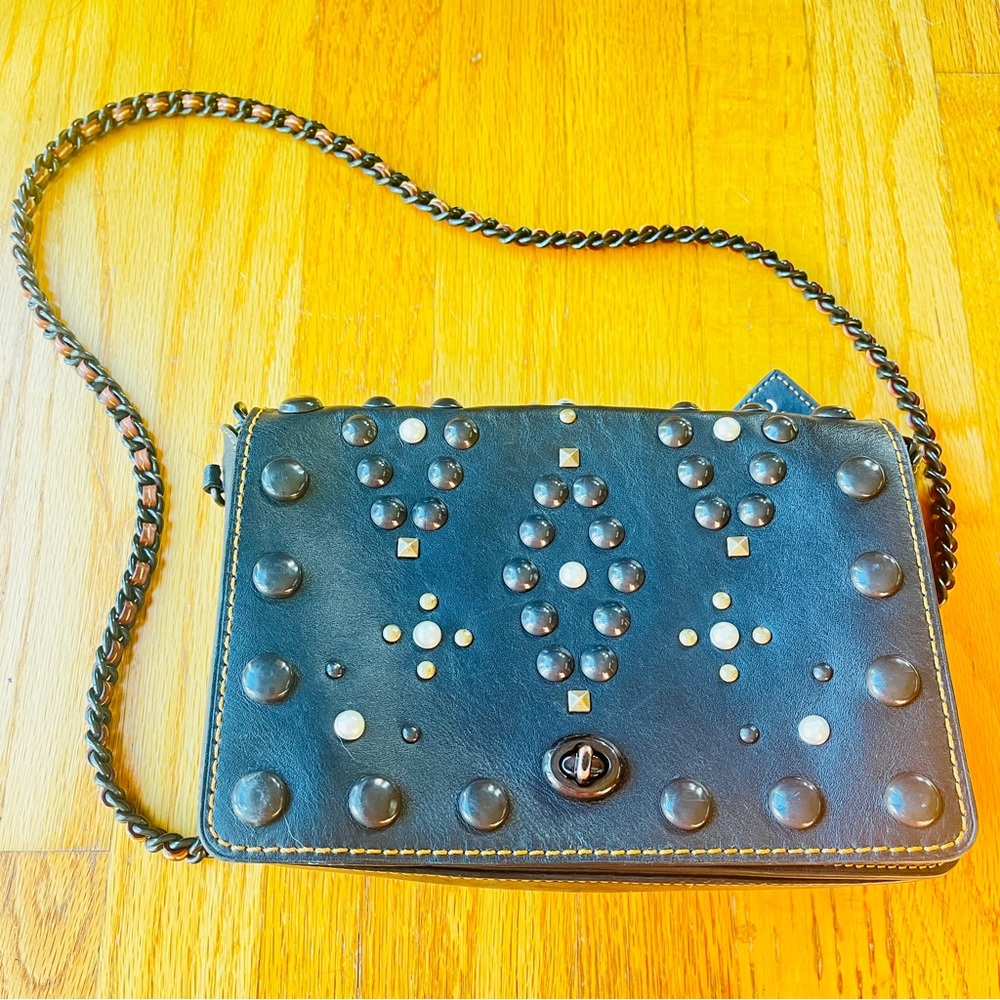 Edgy Coach 1941 Black Genuine Leather Rivets Dinky